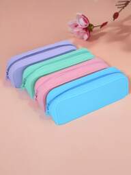 1 estuche de silicona para lápices, caja de papelería sencilla, estuche para lápices de gran capacidad