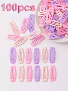 100 piezas/50 piezas/20 piezas/10 piezas/4 piezas Pinzas para el cabello de metal con diseño de niña adorable, estilo clásico de color dopamina, apropiadas para uso diario, decoración de estilo Ins, regalos festivos, colores aleatorios para las 4 estaciones