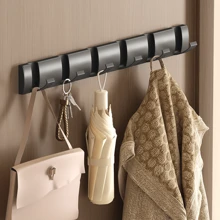 1pc Heavy Duty Folding Wall Hook Organizer - Durable & Space-Saving - Multipurpose Coat, Towel, Key & Cloth Holder - Easy Mount For Bathroom, Back Door & Closet Use,1pc Over The Door Hanger With Hook - 多色 - 查看 11