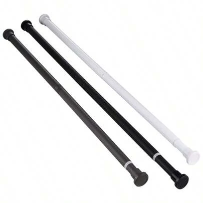 CTSZOOM 1個 ブラック伸縮カーテンレール ルームディバイダー、バスルームシャワーカーテン用、ドリルなし、長さ調整可能、バスルーム、窓、RV、リビング、寝室、クローゼット、バルコニーなどに簡単設置できる多サイズ伸縮ロッド ホームバスルームインテリア 秋の装飾 バスルームアクセサリー 新学期準備