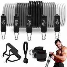 健身阻力带，便携式家用健身器材配件，配有门锚、把手、手提袋和腿部踝带，运动，健身房，家庭锻炼，运动配件，健身房配件，CrossFit 配件 - 黑色 - 查看 1