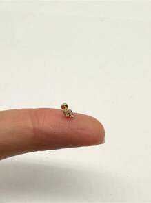 1件 925純銀不對稱耳骨耳垂平背耳骨螺旋穿刺精緻飾品，適合日常配戴、婚禮派對、情人節 - 金色 - 查看 6