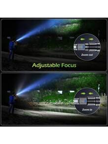 1pc Multifunctional Ultra Bright Flashlight, 7 Modes, Type-C Rechargeable Flashlight With Lithium Battery, Adjustable Focal Length, COB Side Light, Black Flashlight, Suitable For Outdoor Hiking/Camping/Fishing/Hiking