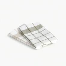 Conjunto de 2 paños de limpieza Esila 45*65 | 100% algodón | Beige/Verde - Verde - Ver 1