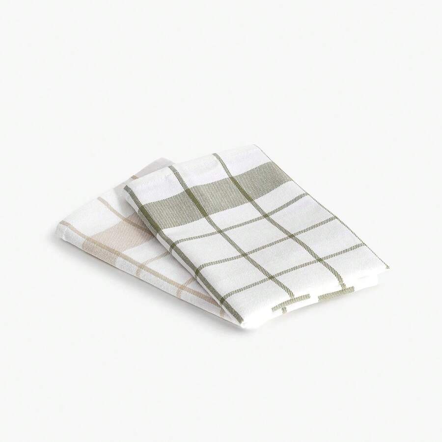 Conjunto de 2 paños de limpieza Esila 45*65 | 100% algodón | Beige/Verde - Verde - Ver 1