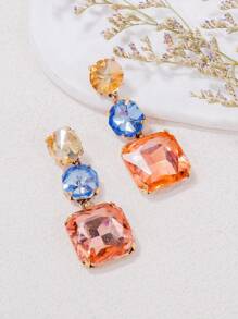 juran 1 Đôi bông tai dáng dài tối giản, bất đối xứng, đính đá lấp lánh. - Rượu sâm banh - Xem 2