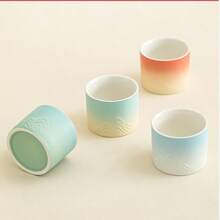 1 套粗陶山水茶杯，山水主题礼盒茶具，商务/纪念品返校礼物