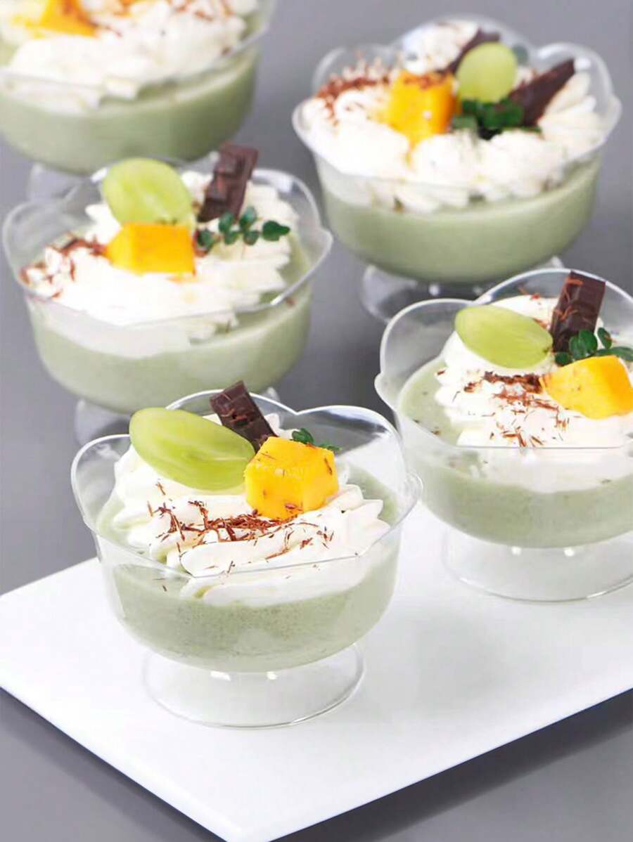 4/8pcs Ice Cream Cup, Summer Drink Cup, Ice Cream Cup, Cake Dessert Cup, Suitable For Summer Baking Birthday Party Wedding Dessert Table Cold Drink Cup Coffee Cup Dessert Cup Mousse Dessert Cup Plastic Dessert Cup Reusable - Transparent - View 1