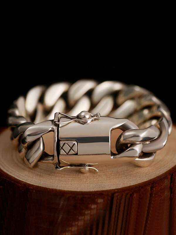 1pc Punk Style Thick Chain Bracelet, Men's Bangle Wrist Accessories Gift