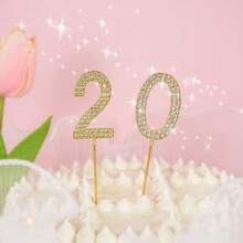 10 件/1 件金色闪亮合金钻石数字 0-9 蛋糕装饰适用于生日结婚周年纪念派对 DIY 蛋糕甜点装饰用品 - 金色 - 查看 5