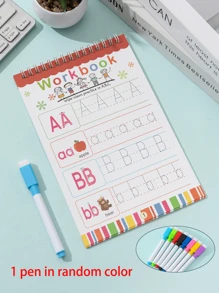 1/2 件数字/字母线圈书法练习册适合学生练习书法学习小礼物圣诞节返校字帖礼物 - 彩色 - 查看 14
