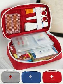 1 pieza Botiquín de primeros auxilios de viaje portátil, bolsa resistente al agua con parche bordado de cruz para almacenamiento de emergencias médicas, bolsa de medicamentos