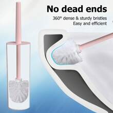 2PCS High Cylinder Scale Pattern Toilet Brush With Elegant Design For Easy Cleaning - Non-Slip Handle, Durable Bristles, Perfect For Home And Bathroom Hygiene - 2PCS-pink - View 3