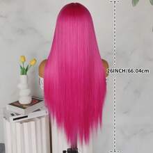 13x4 Lace Front Wig Synthetisch Lang Zijdeachtig Recht Haar Pruik Gratis Deel Rozen Rode Kleur Frontale Lace Vervangende Pruiken Hittebestendige Zachte Vezel 26 Inch Vooraf Geplukt Babyhaar Natuurlijke Haarlijn Voor Mode Vrouwen Meisjes Feest Vakantie Dagelijkse Make-up Gebruik Klaar Om Te Dragen
