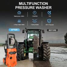 SPZTJK Electric High Pressure Washer - 1600W Portable Washer, 4.7 LPM Flow Rate, 33FT Long Hose, 18FT Power Cord, Foam Cannon, And Durable Construction, Cleans Patios/Cars/Fences/Windows - US A Type Plug(110-127V) - View 10