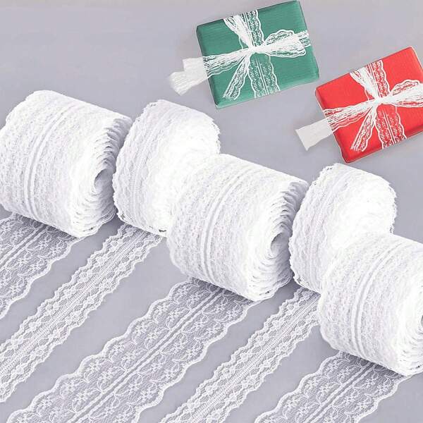 10 m/rotolo, 14 stili di nastro di pizzo bianco, tessuto per artigianato fai-da-te, fiocchi, confezioni regalo, abiti da sposa in pizzo, ricamo, cucito, decorazioni per feste di compleanno, decorazione per la casa