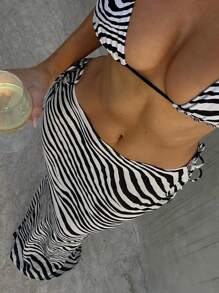 Women Y2k Mesh Sheer Maxi Skirt Vinatge Long Skirt Casual Graphic Floral Leopard Zebra Print Tie Up Low Rise Bodycon Skirt Summer Beach Vacation Fishtail Skirt Swimsuit Cover Ups Club Streetwear Beach Outfit - 白色 - 查看 5