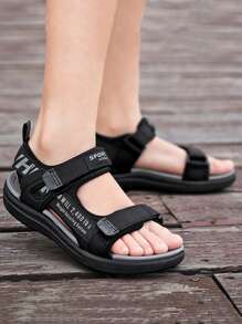 1 双轻便耐用休闲时尚钩环带运动凉鞋，适合户外、海滩、儿童活动 - 深灰色 - 查看 3