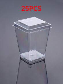 10/25pcs Dessert Cups, 150ml Transparent Plastic Cups, Reusable Ice Cream Cups, Mini Party Square Bowls, Suitable For Fruit Mousse Ice Cream Pudding And Tasting, Holiday Party Supplies, Home Living Supplies, Home Decor - Multicolor - View 15