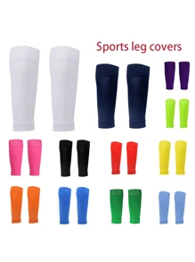 2 paires de chaussettes de compression de football de couleur unie simples, manches de jambe serrées, convenant au football, au basketball, au cyclisme et à d'autres sports de plein air
