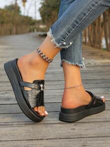 Women's New Butterfly Decor Thick Sole Sandals, Versatile - Black - View 5