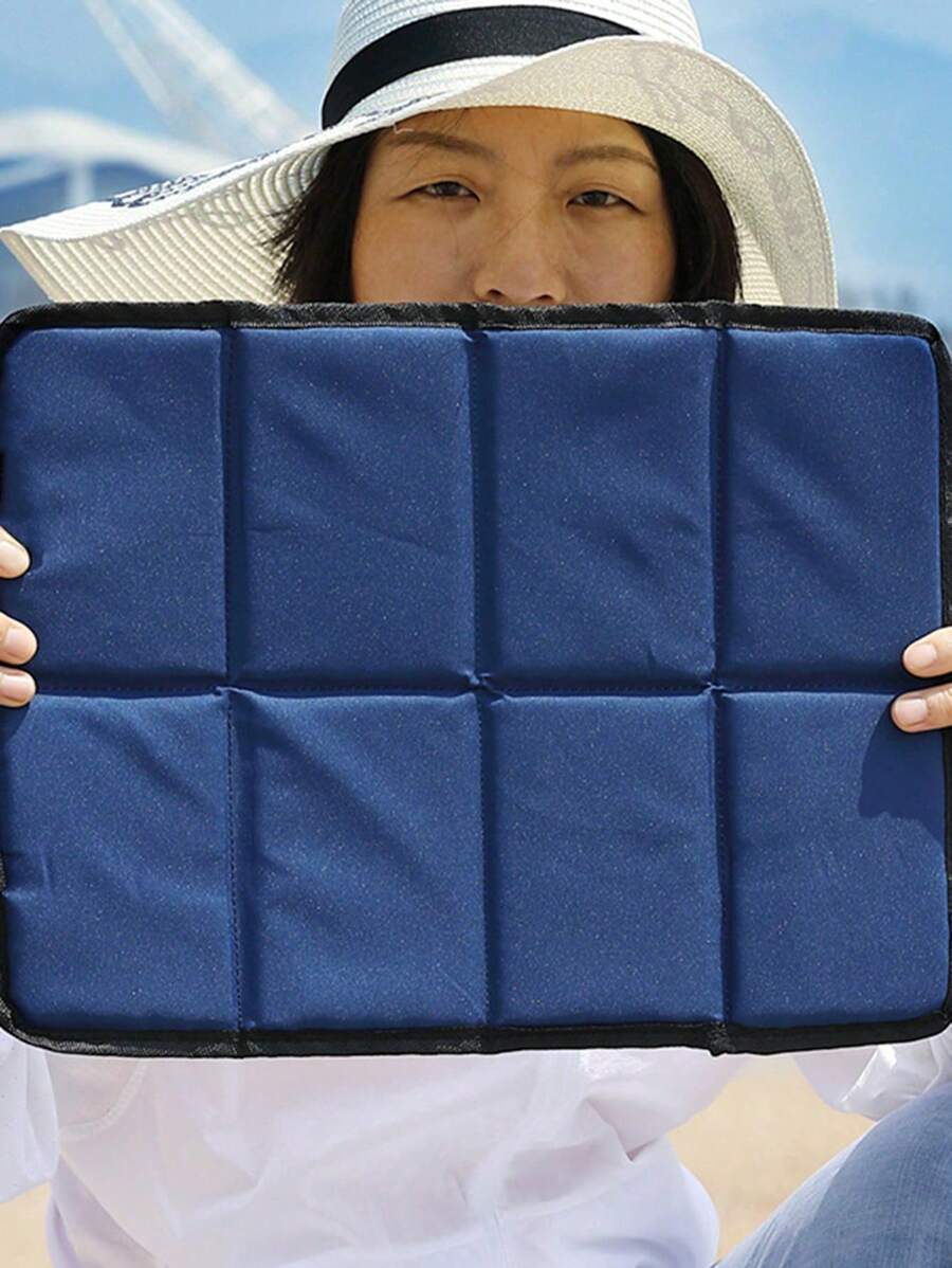 1pc Oxford Cloth Folding Cushion Portable Outdoor Camping Moisture-Proof Heat-Insulating Seat Cushion For Hiking Enthusiasts Going Out Essential - Blue - View 1
