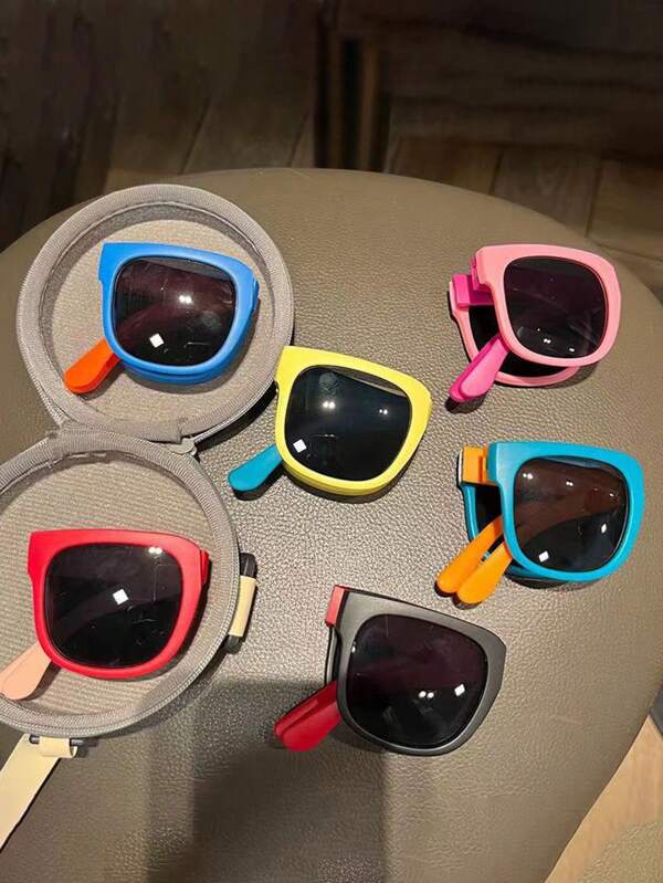 6 pz/5 pz/4 pz/3 pz/1 pezzo Occhiali di moda colorblock pieghevoli in stile casual per bambini, occhiali alla moda per ragazzi e ragazze, adatti per uso quotidiano, sono una scelta ideale come regalo