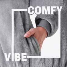 City Comfort Onesie Soft Comfy Fleece Pyjama Nightwear Fluffy Lounge Wear Sizes S-XL - Grey - View 2