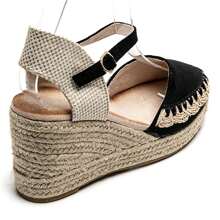 Sandales Compensées Espadrilles Elégantes - Style Bohème Chic - Black - View 4