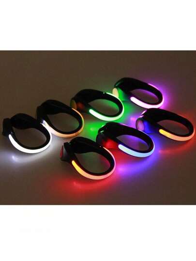 1个LED鞋夹，多色灯光，闪烁氛围灯，电池供电，适用于派对、舞会、户外活动和夜跑