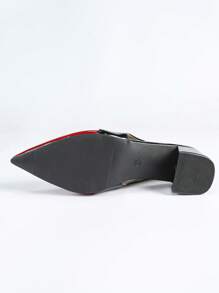 女士优雅尖头粗跟露背时尚凉鞋 - 黑/紅色 - 查看 5