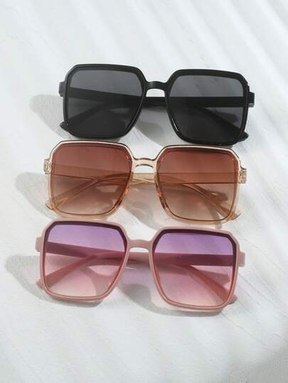 3 قطع من نظارات بلاستيكية بإطار مربع كبيرة الحجم بطراز بوهيمي، للموضة الشارع المتقدمة الحديثة المخصصة، مناسبة للشارع والتزحلق والأنشطة الخارجية والتخييم والشواء والعطلات