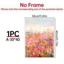 1 szt. Różowy wiosenny dziki kwiat botaniczny plakat artystyczny bez ramki nowoczesny współczesny styl - estetyczny kolorowy kwiat boho obraz na płótnie wydruk do wystroju Cottagecore, minimalistyczny kwiatowy obraz ścienny, poziomy wydruk artystyczny tuszem na powierzchni płótna