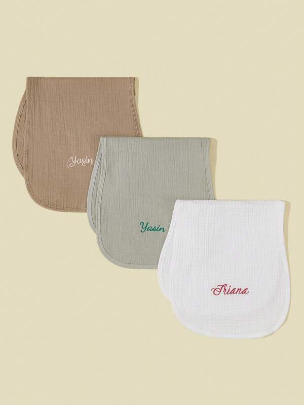 3pcs Custom Designed Baby Burp Cloths, Drool Bibs, 100% Cotton, Soft & Comfortable, Suitable For All Seasons