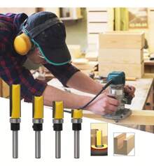Kit 4 Fresa Tupia Haste Paralela Rolamentada 6mm Modelo - Amarelo/Prata - Visão 5