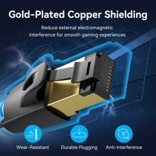 VENTION Cat8 Ethernet Cable RJ45 Network Patch Cord Cat8 High Speed 40Gbps 2000Mhz Shielded Heavy Duty With Gold Plated RJ45 Gaming And Internet Connectivity For PC, Router, Modem - Black - View 5