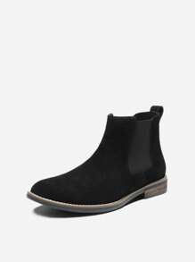 Men's Suede Leather Chelsea Ankle Boots - Black - View 3