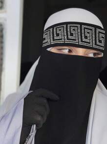 1 件装女士雪纺柔软透气单层面纱尼卡布伊斯兰面罩 Khimar 头巾适合穆斯林祈祷日常使用