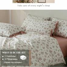 Vclife Vintage Floral Comforter Set Four Sizes, All Seasons Muslin Cotton Bedding Set, 3 Pieces Farmhouse Shabby Chic Jacquard Floral Comforter Set Perfect For Women And Men - Chăn in sợi hóa học-Lotus - Xem 5