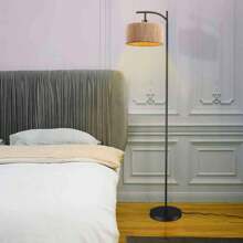 Farmhouse Standing Lamp,  Natural Paper String Lampshade Shade, Rustic Standing Floor Lamps With Foot Switch, For Living Room, Bedroom, Office (Bulb Not Include) - UK Plug(220-240V) - View 4