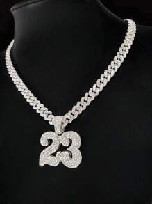 1pc Unisex Número 23 Pingente Colar, Moda Clássico Retro Punk Colar Para Uso Diário Ou Festa, 2 Opções De Estilo De Corrente