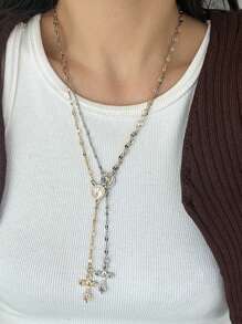 1pc Retro Virgin Mary Cross Pendant Necklace - Our Lady - View 1