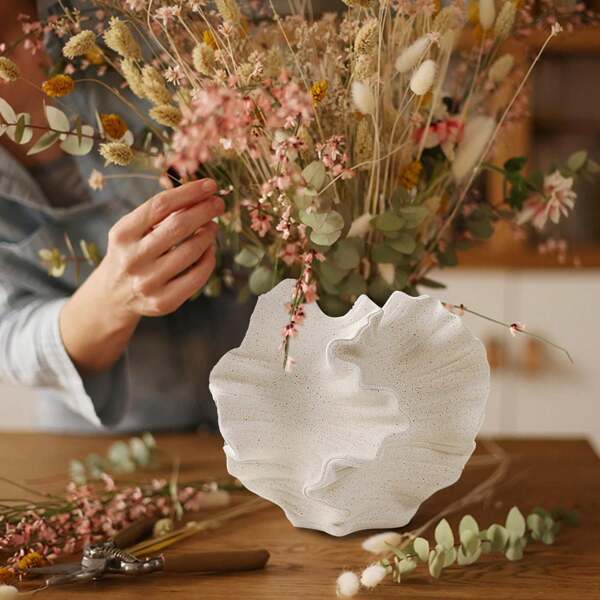 1 pièce Vase en forme de fleur blanche en pampas, style nordique minimaliste bohème, convient pour la décoration d'une ferme moderne, le salon, la cuisine, le manteau de cheminée, la chambre, la salle à manger, le bureau