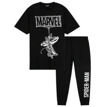 Marvel Spiderman Pyjama Set Nightwear T-Shirt Long Bottoms PJ Lounge M-3XL And Gift