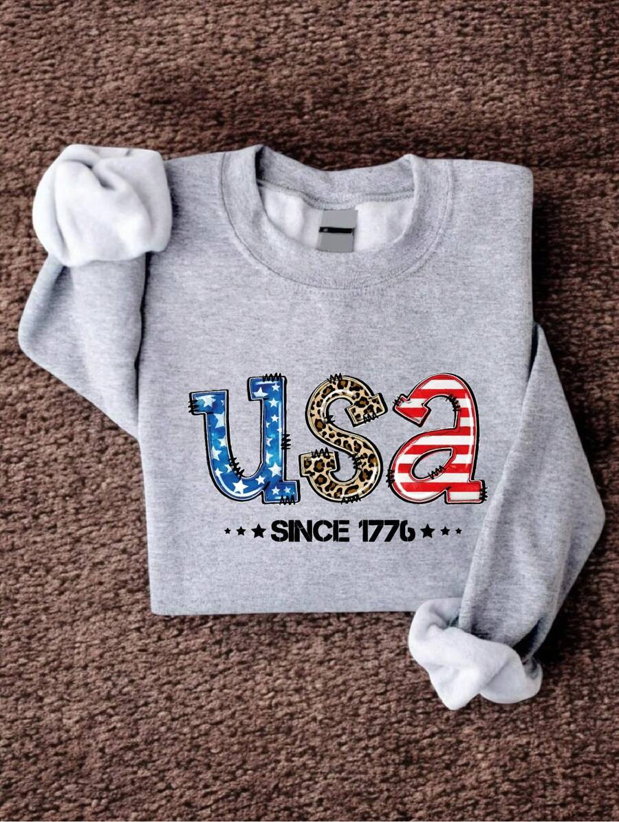 USA Since 1776 Sweatshirt, Patriotic American Sweatshirt, Independence Day Celebration Sweatshirt, USA Freedom Sweatshirt, Fourth Of July Gift Sweatshirt FZ-899 - Grey - View 1