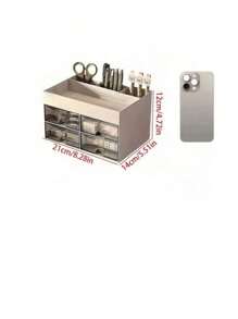 1 caixa organizadora de maquiagem transparente com gaveta, grande capacidade, multicompartimento, caixa de armazenamento de mesa de plástico para cosméticos, batons, joias, cuidados com a pele, pincéis de maquiagem, artigos de papelaria, adequada para mesa, quarto, banheiro, feriado, volta às aulas, presente de Dia dos Namorados