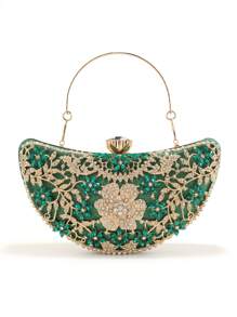 Women's Luxury Crystal Evening Clutch Purse, Shiny Box-Shaped Party Handbag, Formal Dress Bag, Bridal Bridesmaid Clutch - Perfect Gift For Girlfriend, Valentine's Day, Newlywed - Green - View 5