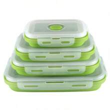 4pcs/Set 350/500/800/1200ml Creative Silicone Collapsible Bento Boxes, Macaron Colors Outdoor Travel Picnic Thermal Lunch Box, Kitchen Foldable Container Set - Multicolor - View 15