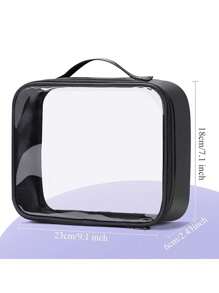 3pcs Clear Zipper Beauty Set Makeup Bag Transparent PVC Cosmetic Bag Portable Travel Organizer Waterproof, Toiletry Bag, Travel Bag, Purses For Women, Cruise Essentials, Bathroom Storage, Travel Essentials Women Travel Accessories Travel Must Haves - Black - View 7