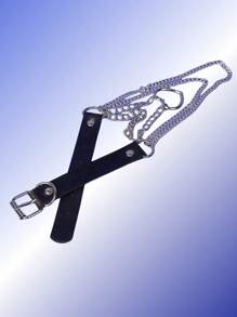 1pc Black PU Leather Role Play Metal Heart Pendant Necklace, Quality Aluminum Chain Decoration, Cosplay Choker Necklace, Holiday Celebration Neck Accessory - Black - View 4